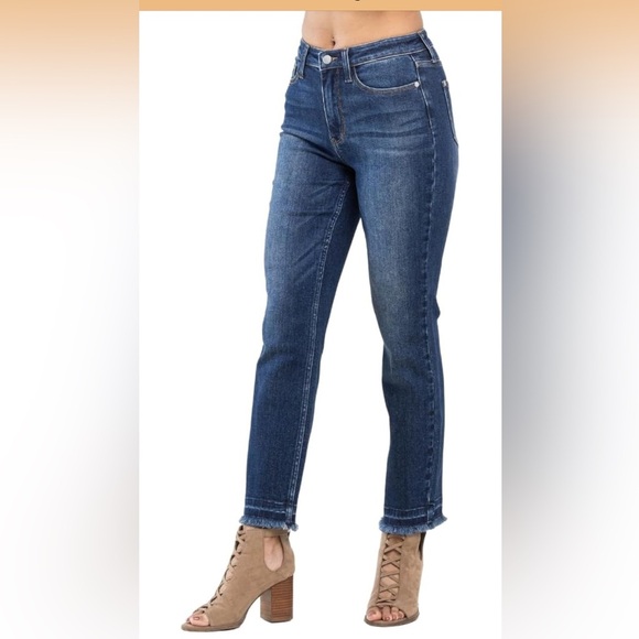 Judy Blue High Waist Release Hem Slim Cut Jeans Blue 88704 15/32 - Picture 7 of 7